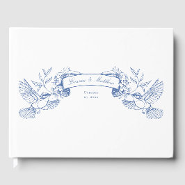 Victoriaans Chinoiserie Blauwe Botanische Vogelban Gastenboek