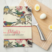 Victoriaans Chintzy Birds en Rozen  Patroon Theedoek (Quarter Fold)