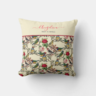 Victoriaans Chintzy Birds en Rozen Retro Vintage Kussen