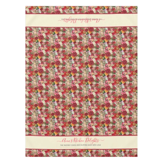 Victoriaans Chintzy Cherubs en Rozen  stijl Tafelkleed (Voorkant)