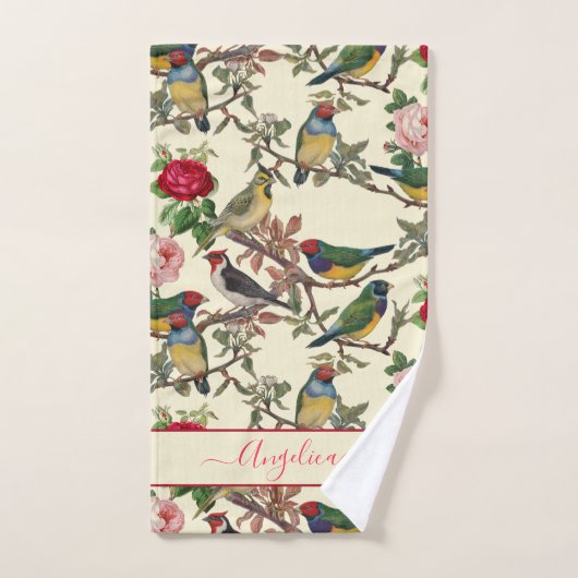 Victoriaans Chintzy Retro Vogels en Rozen Patroon Bad Handdoek (Handdoek)