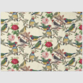 Victoriaans Chintzy Vogels en Rozen Pattern  Tissuepapier (Voorkant)
