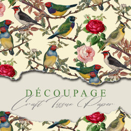 Victoriaans Chintzy Vogels en Rozen Pattern Tissuepapier