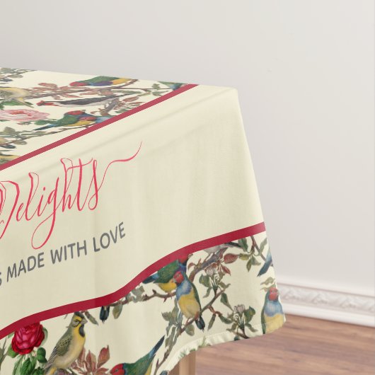 Victoriaans Chintzy Vogels en Rozen  Stijl Tafelkleed (Voorbeeld)