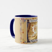 Victoriaans chocolade cacao label elegante reclame mok (Voorkant links)