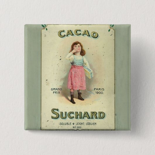 Victoriaans chocolade Kiss Girl Sugar Vierkante Button 5,1 Cm (Voorkant)