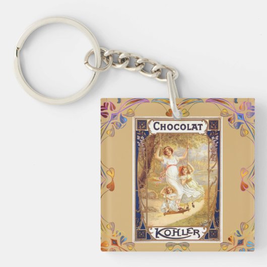Victoriaans chocolade reclame elegant sleutelhanger (voorkant)