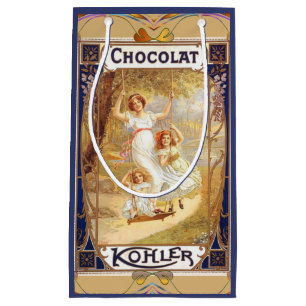 Victoriaans chocoladeetiket floral elegant blauw g klein cadeauzakje