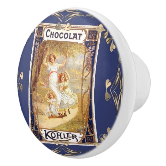 Victoriaans chocoladeetiket florale elegant keramische knop (Rechts)