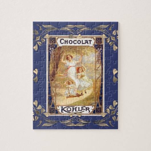 Victoriaans chocoladeetiket florale elegant legpuzzel (Verticaal)