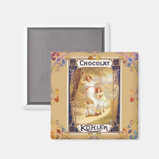 Victoriaans chocoladeetiket florale elegant magneet (Voorkant / Achterkant)