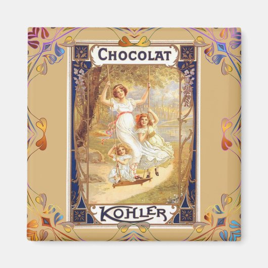 Victoriaans chocoladeetiket florale elegant magneet (Voorkant)