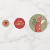 Victoriaans Christmas Angel Little Tree Red Stars Confetti (Achterkanten)