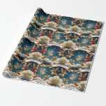 Victoriaans Christmas Angels inpakpapier<br><div class="desc">Dit inpakpapier is voorzien van een vintage kerstontwerp met kerubische engelen die tussen wolken en gouden sterren vliegen. De engelen zijn gekleed in vloeiende pasteljurken, met delicate vleugels en kransen van bloemen op hun hoofd. De achtergrond is een diepe sterrenhemel, met stralende lichtstralen van sommige engelen. Grote gouden kompassterren accentueren...</div>