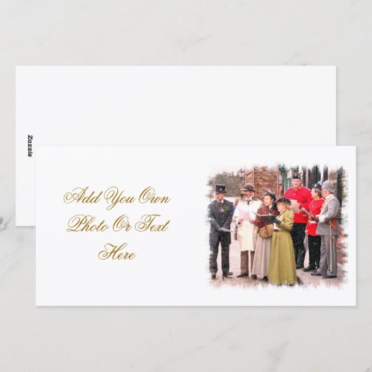 VICTORIAANS CHRISTMAS CAROL SINGERS FEESTDAGENKAART (Voorkant / Achterkant)