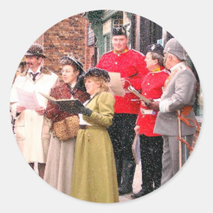 VICTORIAANS CHRISTMAS CAROL SINGERS RONDE STICKER