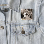 Victoriaans CHRISTMAS CAROL SINGERS Vierkante Button 5,1 Cm (In situ)