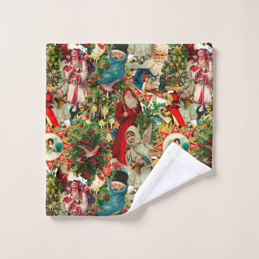 VICTORIAANS CHRISTMAS COLLAGE BAD HANDDOEK (Wasdoekje)