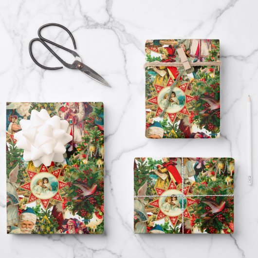 VICTORIAANS CHRISTMAS COLLAGE INPAKPAPIER VEL (Voorkant)