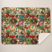  VICTORIAANS CHRISTMAS COLLAGE PATROON SHERPA DEKEN (Voorkant (horizontaal))