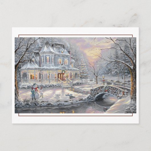 Victoriaans Christmas Country Home Briefkaart (Voorkant)