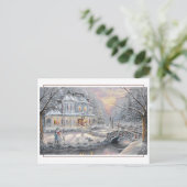 Victoriaans Christmas Country Home Briefkaart (Staand voorkant)