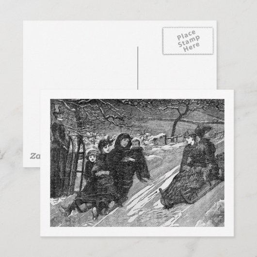 Victoriaans Christmas Sled Race  Feestdagenkaart (Voorkant / Achterkant)