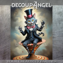 Victoriaans Circus Cheshire Cat - Decoupage