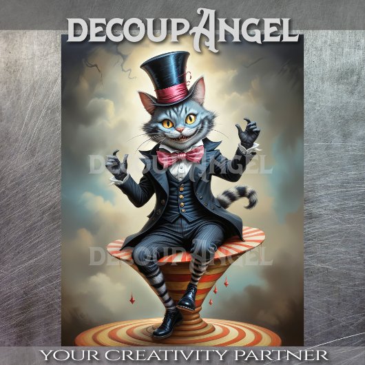 Victoriaans Circus Cheshire Cat - Decoupage Tissuepapier