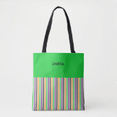 Victoriaans Circus Colorful Vertical Stripes Name Tote Bag (Voorkant)