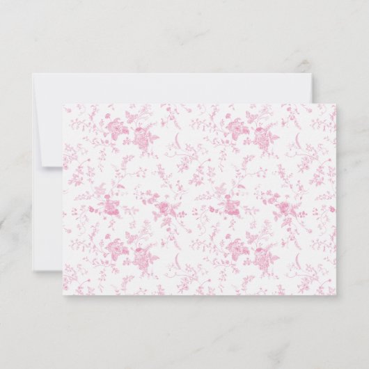 Victoriaans Classic Roze Bloemen Bruiloft RSVP Kaa (Achterkant)