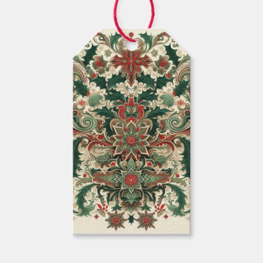 Victoriaans/Classic/Vintage Kerst Cadeaulabel (Voorkant)