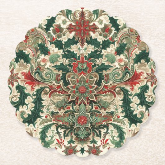 Victoriaans/Classic/Vintage Kerst Kartonnen Onderzetters (Voorkant)