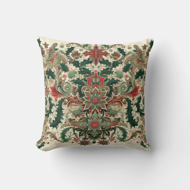 Victoriaans/Classic/Vintage Kerst Kussen (Voorkant)