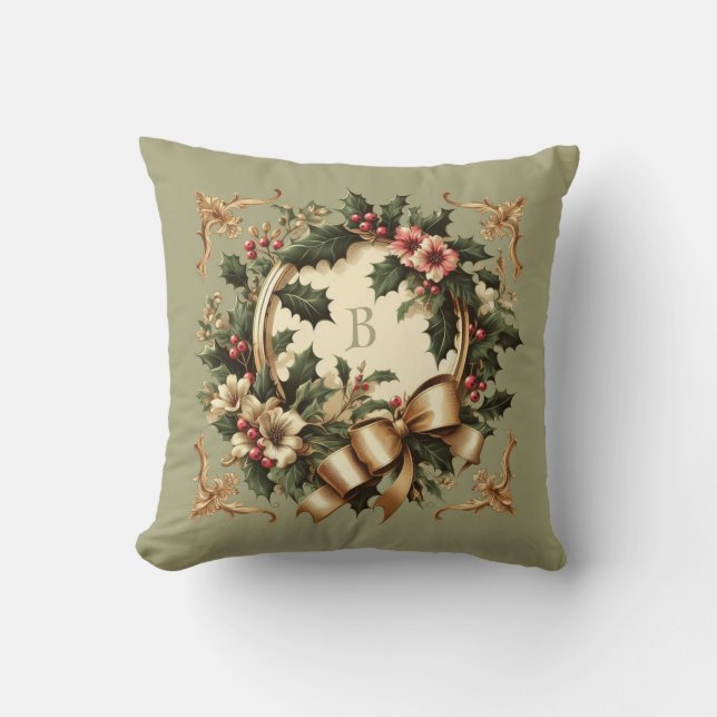 Victoriaans/Classic/Vintage Kerst Kussen (Voorkant)