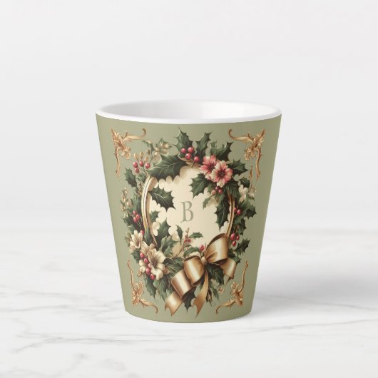Victoriaans/Classic/Vintage Kerst Latte Mok (Voorkant)