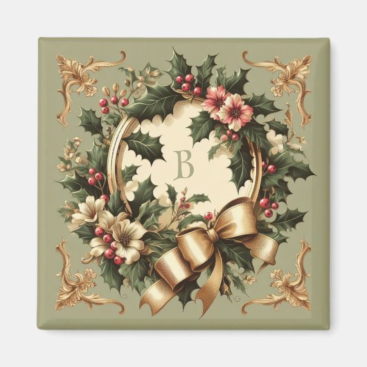 Victoriaans/Classic/Vintage Kerst Magneet (Voorkant)