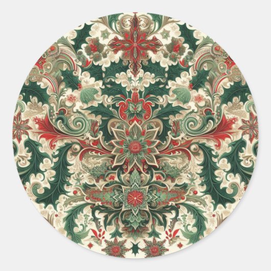 Victoriaans/Classic/Vintage Kerst Ronde Sticker (Voorkant)