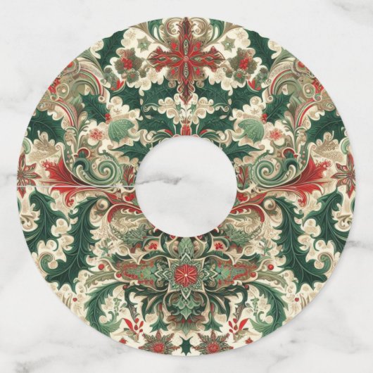 Victoriaans/Classic/Vintage Kerst Wijnglaslabel (Voorkant)