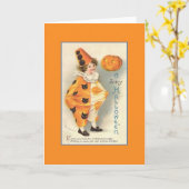 Victoriaans Clown Halloween Wenskaart Kaart (Gele Bloem)