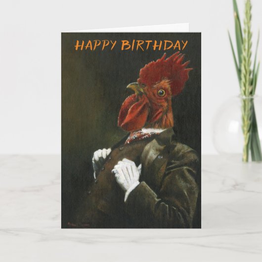Victoriaans Cockerel Verjaardag Kaart (Voorkant)