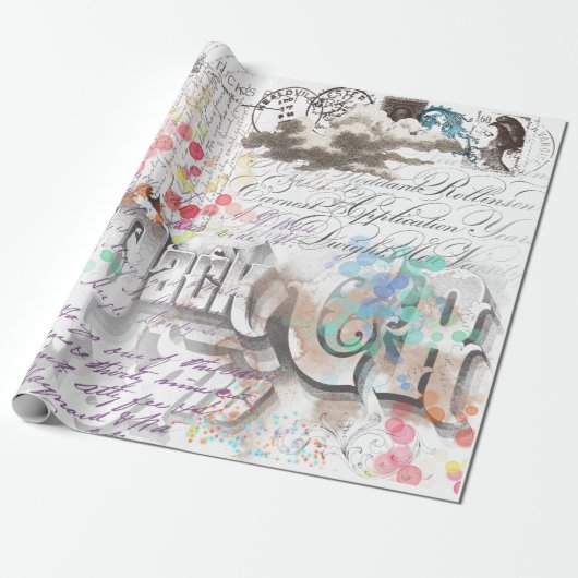  Victoriaans collage Cadeaupapier (Uitgerold)