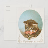  Victoriaans Coquette Kerstkat Feestdagenkaart (Voorkant / Achterkant)