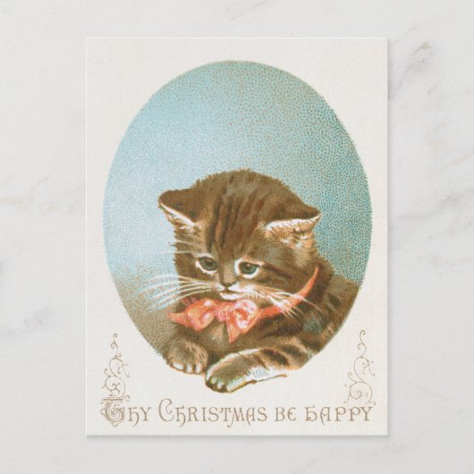  Victoriaans Coquette Kerstkat Feestdagenkaart (Voorkant)