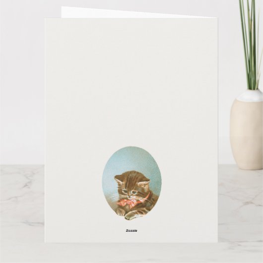  Victoriaans Coquette Kerstkat Kaart (Achterkant)