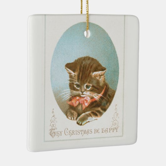  Victoriaans Coquette Kerstkat Keramisch Ornament (Rechts)