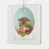  Victoriaans Coquette Kerstkat Keramisch Ornament (Links)