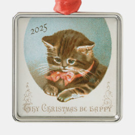  Victoriaans Coquette Kerstkat Metalen Ornament