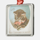  Victoriaans Coquette Kerstkat Metalen Ornament (Links)