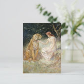  Victoriaans Coquette Lady en Tijger Feestdagenkaart (Staand voorkant)